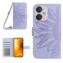 Load image into Gallery viewer, Skin Feel Sun Flower Embossed Flip Leather Phone Case with Lanyard, For Xiaomi Redmi 13 4G Global / 5G Global, For Xiaomi Redmi A3, For Xiaomi Redmi Note 13 4G Global, For Xiaomi Redmi 13C 5G