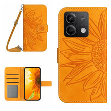 Load image into Gallery viewer, Skin Feel Sun Flower Embossed Flip Leather Phone Case with Lanyard, For Xiaomi Redmi 13 4G Global / 5G Global, For Xiaomi Redmi A3, For Xiaomi Redmi Note 13 4G Global, For Xiaomi Redmi 13C 5G