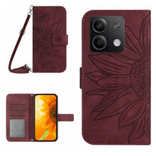 Load image into Gallery viewer, Skin Feel Sun Flower Embossed Flip Leather Phone Case with Lanyard, For Xiaomi Redmi 13 4G Global / 5G Global, For Xiaomi Redmi A3, For Xiaomi Redmi Note 13 4G Global, For Xiaomi Redmi 13C 5G