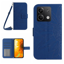 Load image into Gallery viewer, Skin Feel Sun Flower Embossed Flip Leather Phone Case with Lanyard, For Xiaomi Redmi 13 4G Global / 5G Global, For Xiaomi Redmi A3, For Xiaomi Redmi Note 13 4G Global, For Xiaomi Redmi 13C 5G