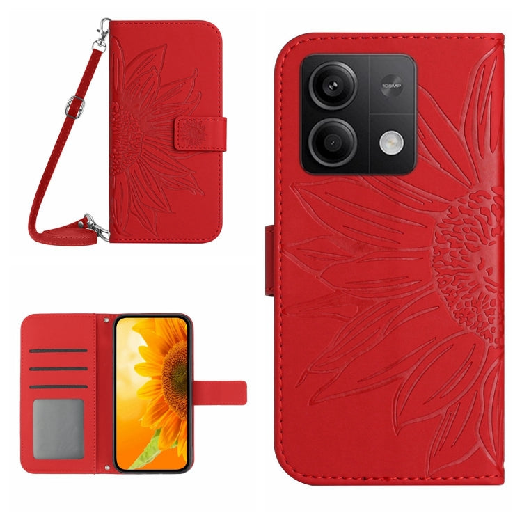 Skin Feel Sun Flower Embossed Flip Leather Phone Case with Lanyard, For Xiaomi Redmi 13 4G Global / 5G Global, For Xiaomi Redmi A3, For Xiaomi Redmi Note 13 4G Global, For Xiaomi Redmi 13C 5G