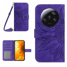 Load image into Gallery viewer, Skin Feel Sun Flower Embossed Flip Leather Phone Case with Lanyard, For Xiaomi 14 Ultra, For Xiaomi 14 Pro, For Xiaomi 14, For Xiaomi Redmi 13C 4G