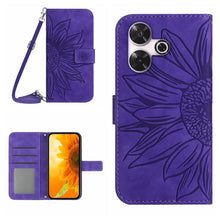 Load image into Gallery viewer, Skin Feel Sun Flower Embossed Flip Leather Phone Case with Lanyard, For Xiaomi Redmi 13 4G Global / 5G Global, For Xiaomi Redmi A3, For Xiaomi Redmi Note 13 4G Global, For Xiaomi Redmi 13C 5G