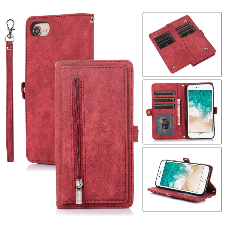 Zipper Card Slot Buckle Wallet Leather Phone Case