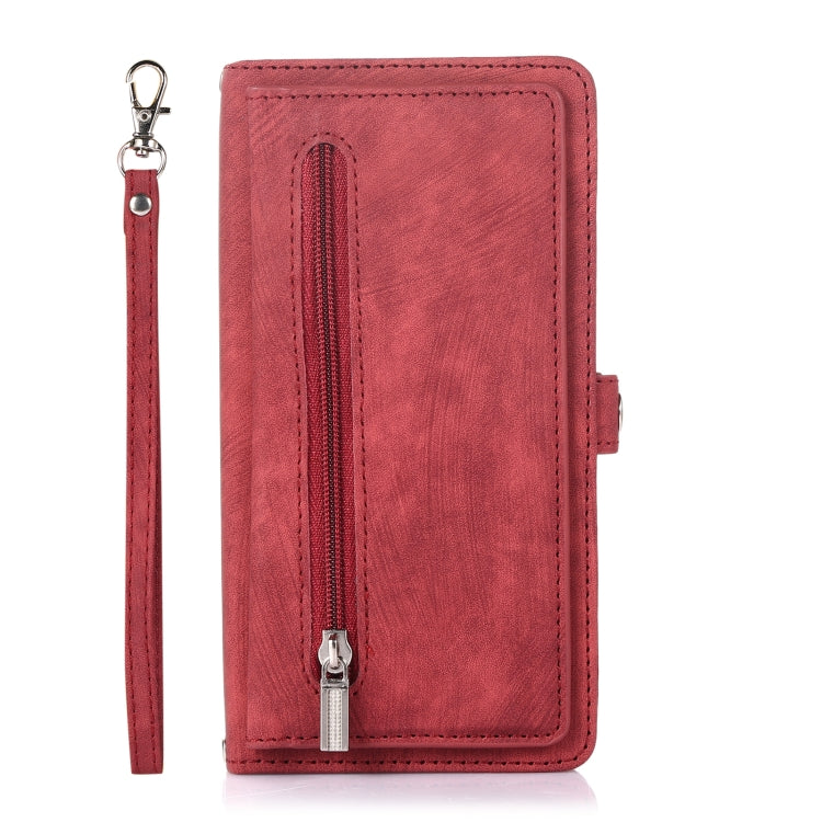 Zipper Card Slot Buckle Wallet Leather Phone Case