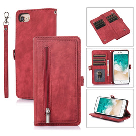 Zipper Card Slot Buckle Wallet Leather Phone Case