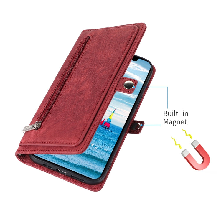Zipper Card Slot Buckle Wallet Leather Phone Case