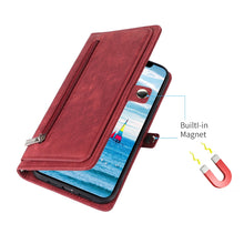 Load image into Gallery viewer, Zipper Card Slot Buckle Wallet Leather Phone Case