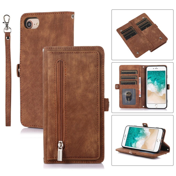 Zipper Card Slot Buckle Wallet Leather Phone Case