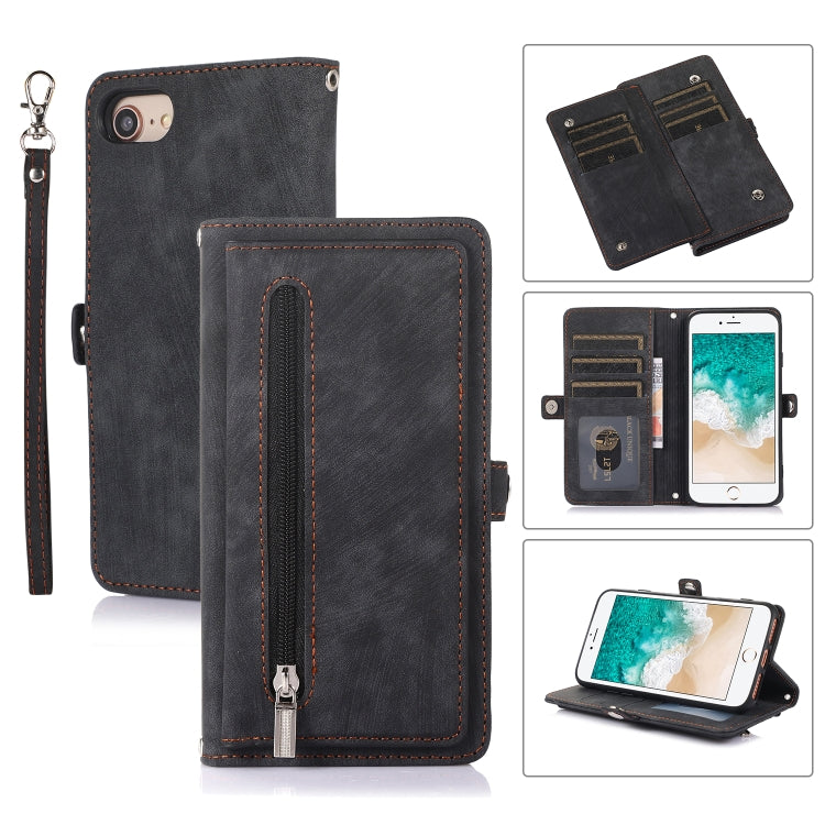 Zipper Card Slot Buckle Wallet Leather Phone Case