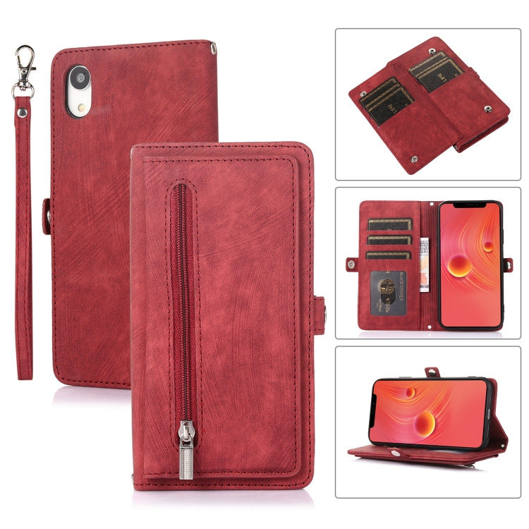 Zipper Card Slot Buckle Wallet Leather Phone Case
