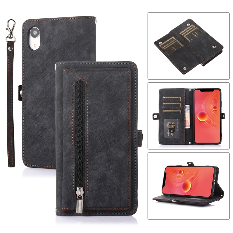 Zipper Card Slot Buckle Wallet Leather Phone Case