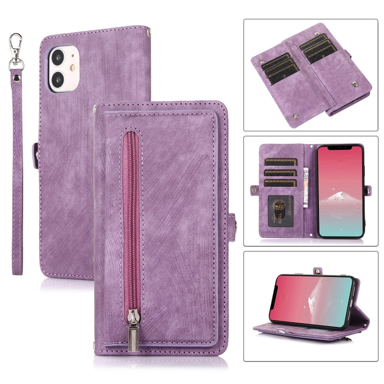 Zipper Card Slot Buckle Wallet Leather Phone Case