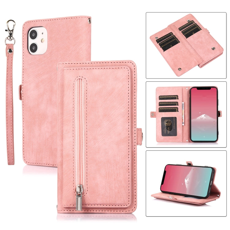 Zipper Card Slot Buckle Wallet Leather Phone Case