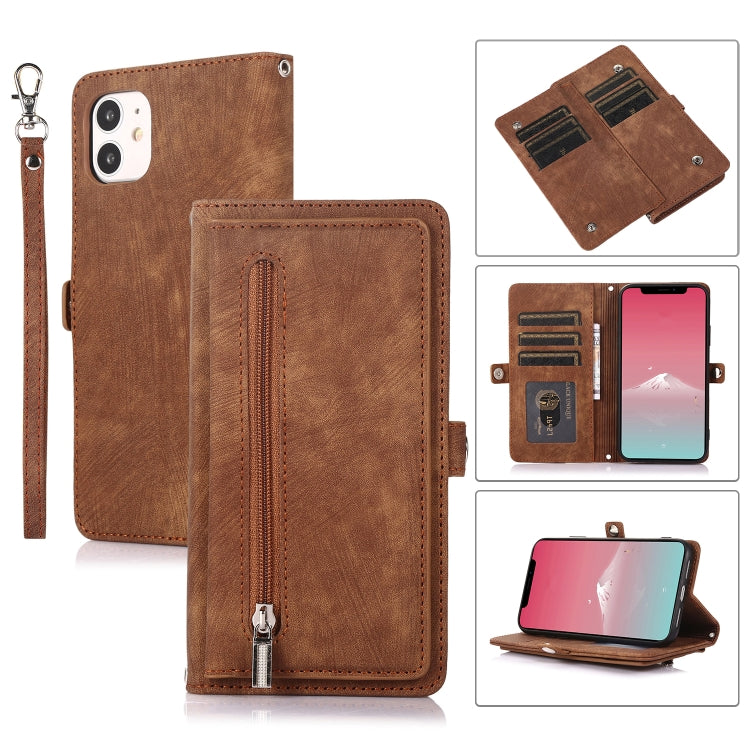 Zipper Card Slot Buckle Wallet Leather Phone Case