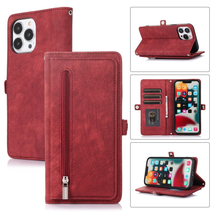 Zipper Card Slot Buckle Wallet Leather Phone Case