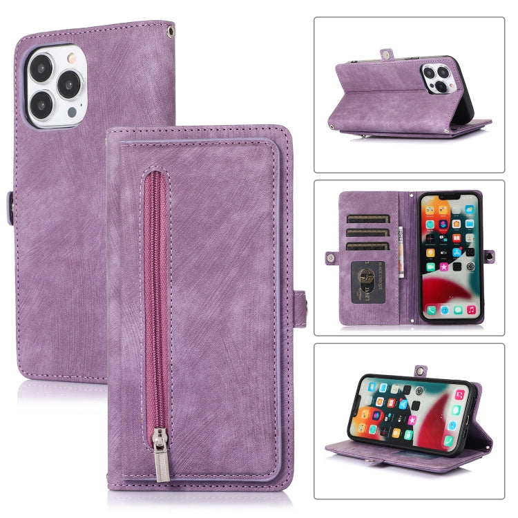 Zipper Card Slot Buckle Wallet Leather Phone Case