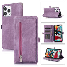 Load image into Gallery viewer, Zipper Card Slot Buckle Wallet Leather Phone Case