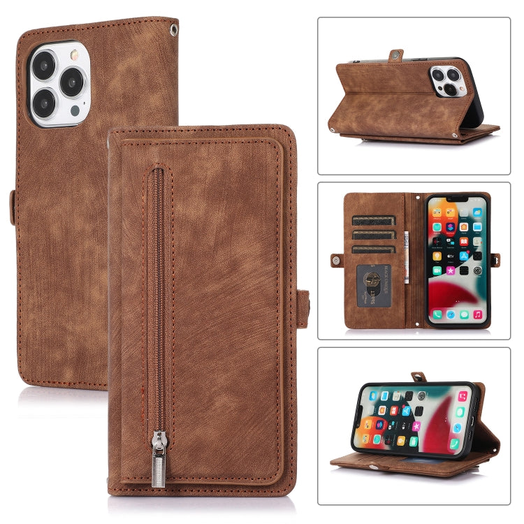 Zipper Card Slot Buckle Wallet Leather Phone Case