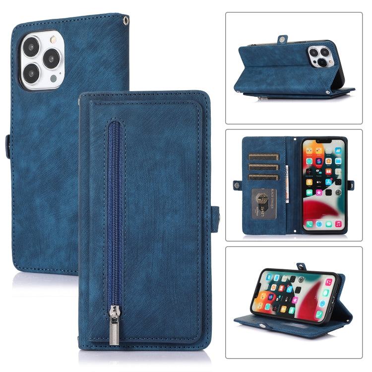 Zipper Card Slot Buckle Wallet Leather Phone Case