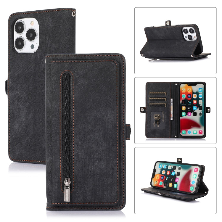 Zipper Card Slot Buckle Wallet Leather Phone Case