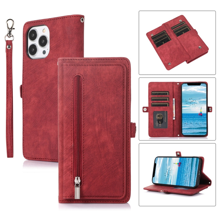 Zipper Card Slot Buckle Wallet Leather Phone Case