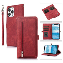 Load image into Gallery viewer, Zipper Card Slot Buckle Wallet Leather Phone Case