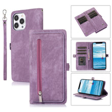Load image into Gallery viewer, Zipper Card Slot Buckle Wallet Leather Phone Case