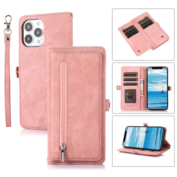 Zipper Card Slot Buckle Wallet Leather Phone Case