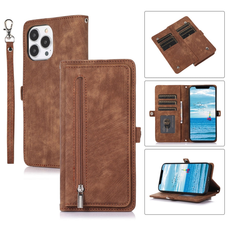Zipper Card Slot Buckle Wallet Leather Phone Case