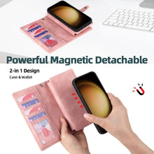 Load image into Gallery viewer, Zipper Wallet Magnetic Detachable Leather Phone Case, For Samsung Galaxy S23 5G, For Samsung Galaxy S23+ 5G, For Samsung Galaxy S23 Ultra 5G, For Samsung Galaxy S22 5G, For Samsung Galaxy S22+ 5G, For Samsung Galaxy S22 Ultra 5G, For Samsung Galaxy S21...