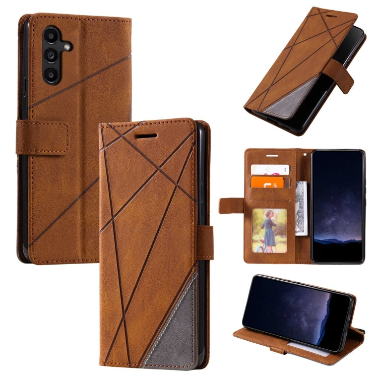 Skin Feel Splicing Leather Phone Case, For Samsung Galaxy Xcover 7, For Samsung Galaxy A55 5G, For Samsung Galaxy A35 5G, For Samsung Galaxy S24 Ultra 5G, For Samsung Galaxy S24+ 5G, For Samsung Galaxy S24 5G, For Samsung Galaxy A15                    ...