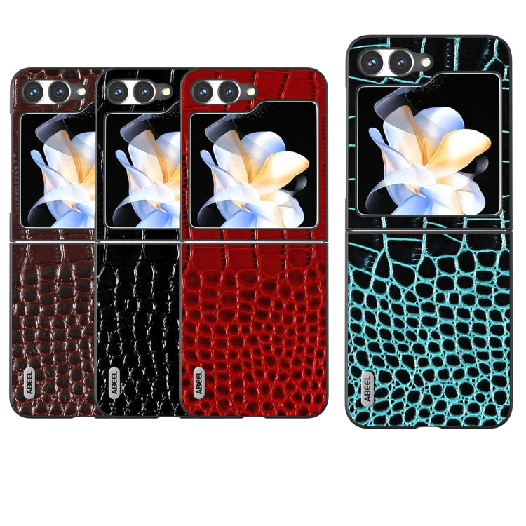 ABEEL Genuine Leather Crocodile Pattern Black Edge Phone Case