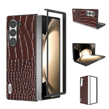 Load image into Gallery viewer, ABEEL Genuine Leather Crocodile Pattern Black Edge Phone Case