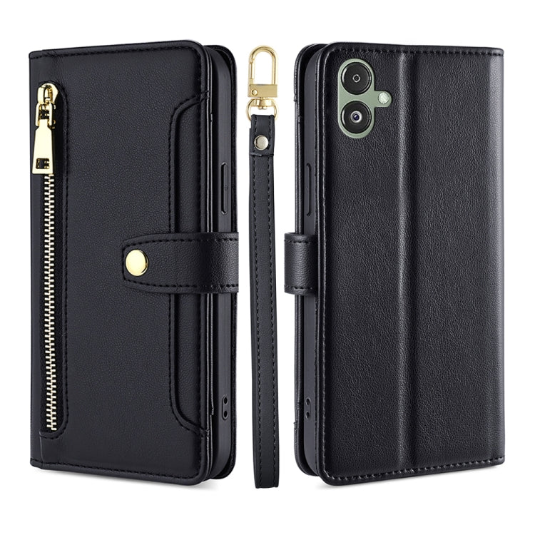 Sheep Texture Cross-body Zipper Wallet Leather Phone Case, For Samsung Galaxy M34 5G / F34 5G, For Samsung Galaxy S23 FE 5G, For Samsung Galaxy M54 5G, For Samsung Galaxy F14 5G, For Samsung Galaxy A34 5G, For Samsung Galaxy A54 5G                     ...