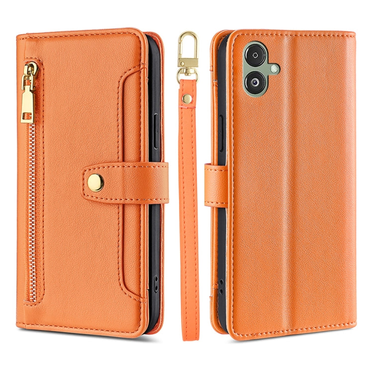 Sheep Texture Cross-body Zipper Wallet Leather Phone Case, For Samsung Galaxy M34 5G / F34 5G, For Samsung Galaxy S23 FE 5G, For Samsung Galaxy M54 5G, For Samsung Galaxy F14 5G, For Samsung Galaxy A34 5G, For Samsung Galaxy A54 5G                     ...