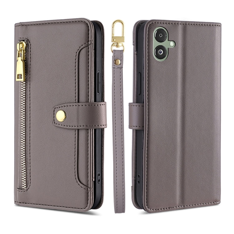 Sheep Texture Cross-body Zipper Wallet Leather Phone Case, For Samsung Galaxy M34 5G / F34 5G, For Samsung Galaxy S23 FE 5G, For Samsung Galaxy M54 5G, For Samsung Galaxy F14 5G, For Samsung Galaxy A34 5G, For Samsung Galaxy A54 5G                     ...
