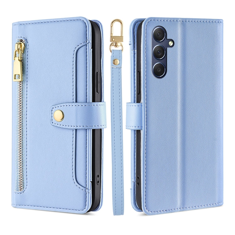 Sheep Texture Cross-body Zipper Wallet Leather Phone Case, For Samsung Galaxy M34 5G / F34 5G, For Samsung Galaxy S23 FE 5G, For Samsung Galaxy M54 5G, For Samsung Galaxy F14 5G, For Samsung Galaxy A34 5G, For Samsung Galaxy A54 5G                     ...
