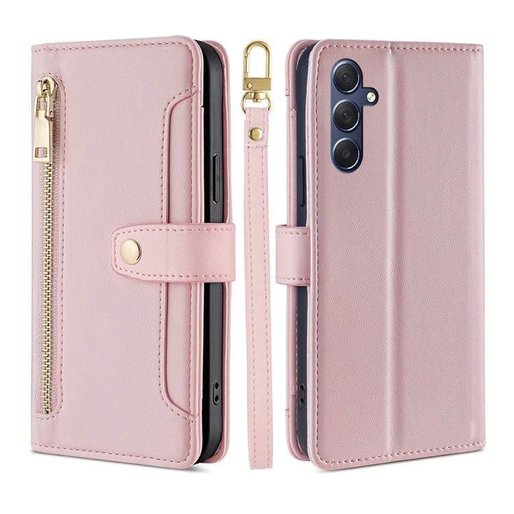 Sheep Texture Cross-body Zipper Wallet Leather Phone Case, For Samsung Galaxy M34 5G / F34 5G, For Samsung Galaxy S23 FE 5G, For Samsung Galaxy M54 5G, For Samsung Galaxy F14 5G, For Samsung Galaxy A34 5G, For Samsung Galaxy A54 5G                     ...
