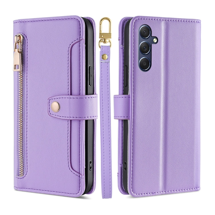 Sheep Texture Cross-body Zipper Wallet Leather Phone Case, For Samsung Galaxy M34 5G / F34 5G, For Samsung Galaxy S23 FE 5G, For Samsung Galaxy M54 5G, For Samsung Galaxy F14 5G, For Samsung Galaxy A34 5G, For Samsung Galaxy A54 5G                     ...