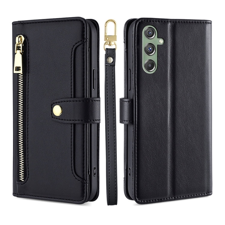 Sheep Texture Cross-body Zipper Wallet Leather Phone Case, For Samsung Galaxy M34 5G / F34 5G, For Samsung Galaxy S23 FE 5G, For Samsung Galaxy M54 5G, For Samsung Galaxy F14 5G, For Samsung Galaxy A34 5G, For Samsung Galaxy A54 5G                     ...
