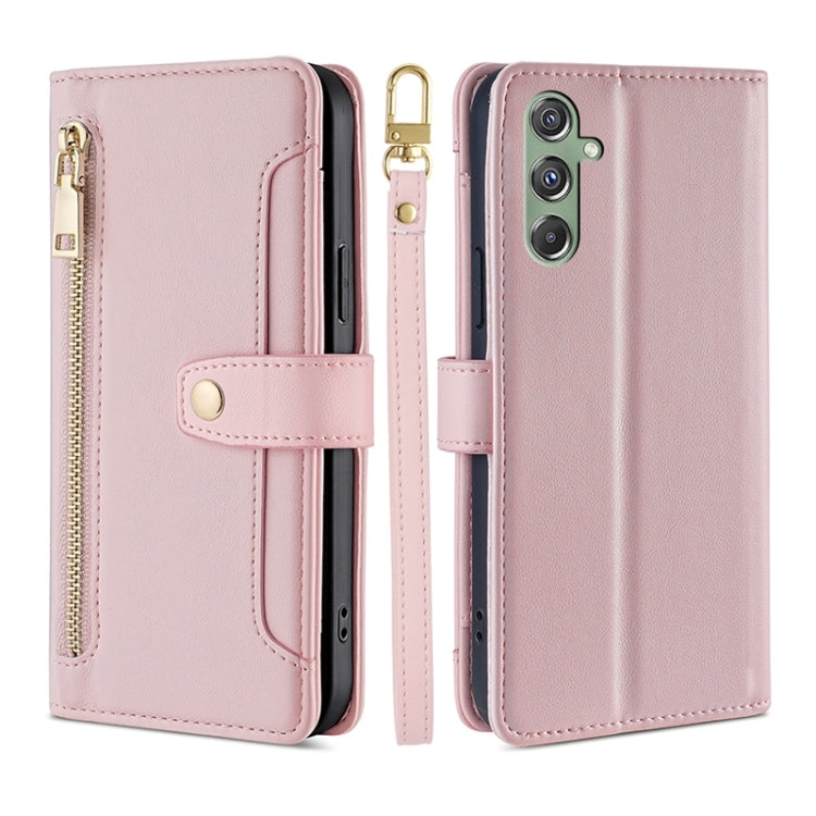 Sheep Texture Cross-body Zipper Wallet Leather Phone Case, For Samsung Galaxy M34 5G / F34 5G, For Samsung Galaxy S23 FE 5G, For Samsung Galaxy M54 5G, For Samsung Galaxy F14 5G, For Samsung Galaxy A34 5G, For Samsung Galaxy A54 5G                     ...