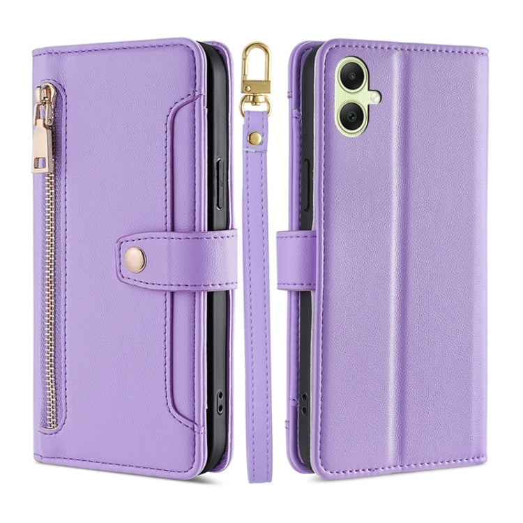 Sheep Texture Cross-body Zipper Wallet Leather Phone Case, For Samsung Galaxy M55 5G, For Samsung Galaxy M15, For Samsung Galaxy Xcover 7 5G, For Samsung Galaxy S24 Ultra 5G, For Samsung Galaxy S24+ 5G, For Samsung Galaxy S24 5G, For Samsung Galaxy A05...