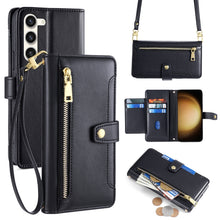 Load image into Gallery viewer, Sheep Texture Cross-body Zipper Wallet Leather Phone Case, For Samsung Galaxy M34 5G / F34 5G, For Samsung Galaxy S23 FE 5G, For Samsung Galaxy M54 5G, For Samsung Galaxy F14 5G, For Samsung Galaxy A34 5G, For Samsung Galaxy A54 5G                     ...