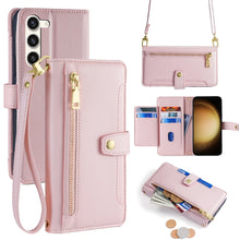 Load image into Gallery viewer, Sheep Texture Cross-body Zipper Wallet Leather Phone Case, For Samsung Galaxy M34 5G / F34 5G, For Samsung Galaxy S23 FE 5G, For Samsung Galaxy M54 5G, For Samsung Galaxy F14 5G, For Samsung Galaxy A34 5G, For Samsung Galaxy A54 5G                     ...