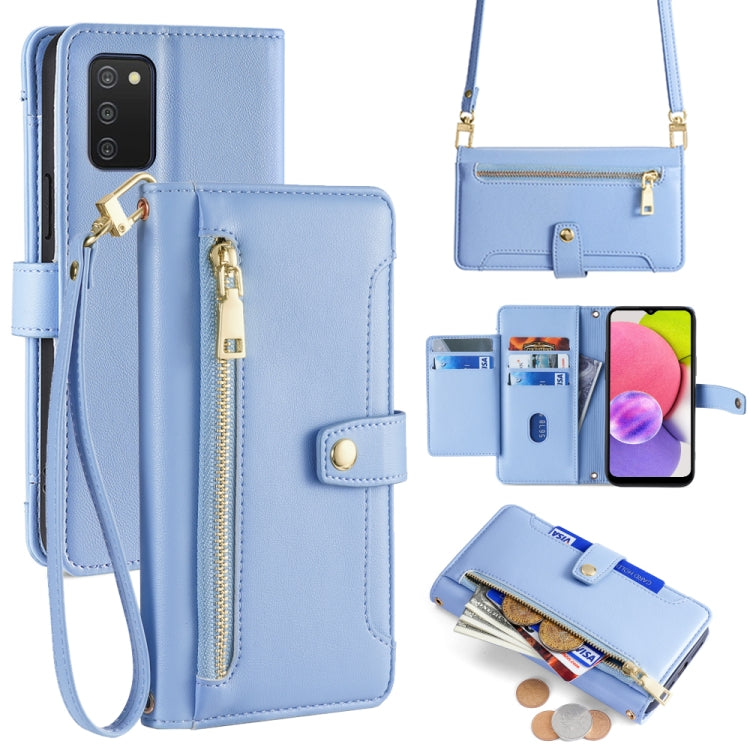 Sheep Texture Cross-body Zipper Wallet Leather Phone Case, For Samsung Galaxy A13 4G, For Samsung Galaxy M52 5G, For Samsung Galaxy S22+ 5G, For Samsung Galaxy S22 5G, For Samsung Galaxy A13 5G, For Samsung Galaxy A52 5G / 4G / A52s 5G                 ...