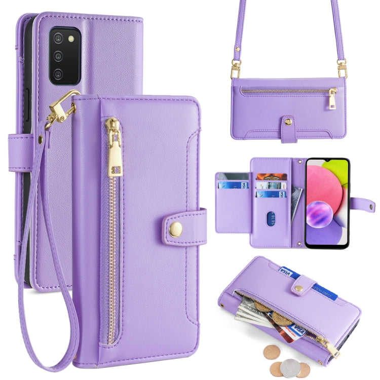 Sheep Texture Cross-body Zipper Wallet Leather Phone Case, For Samsung Galaxy A13 4G, For Samsung Galaxy M52 5G, For Samsung Galaxy S22+ 5G, For Samsung Galaxy S22 5G, For Samsung Galaxy A13 5G, For Samsung Galaxy A52 5G / 4G / A52s 5G                 ...