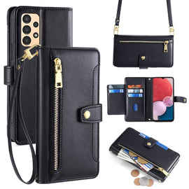 Sheep Texture Cross-body Zipper Wallet Leather Phone Case, For Samsung Galaxy A13 4G, For Samsung Galaxy M52 5G, For Samsung Galaxy S22+ 5G, For Samsung Galaxy S22 5G, For Samsung Galaxy A13 5G, For Samsung Galaxy A52 5G / 4G / A52s 5G                 ...