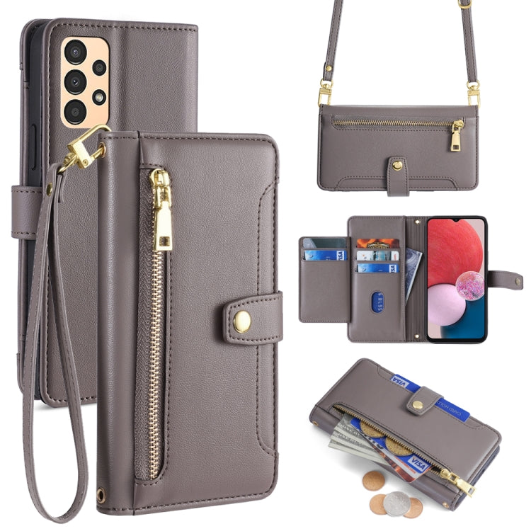 Sheep Texture Cross-body Zipper Wallet Leather Phone Case, For Samsung Galaxy A13 4G, For Samsung Galaxy M52 5G, For Samsung Galaxy S22+ 5G, For Samsung Galaxy S22 5G, For Samsung Galaxy A13 5G, For Samsung Galaxy A52 5G / 4G / A52s 5G                 ...
