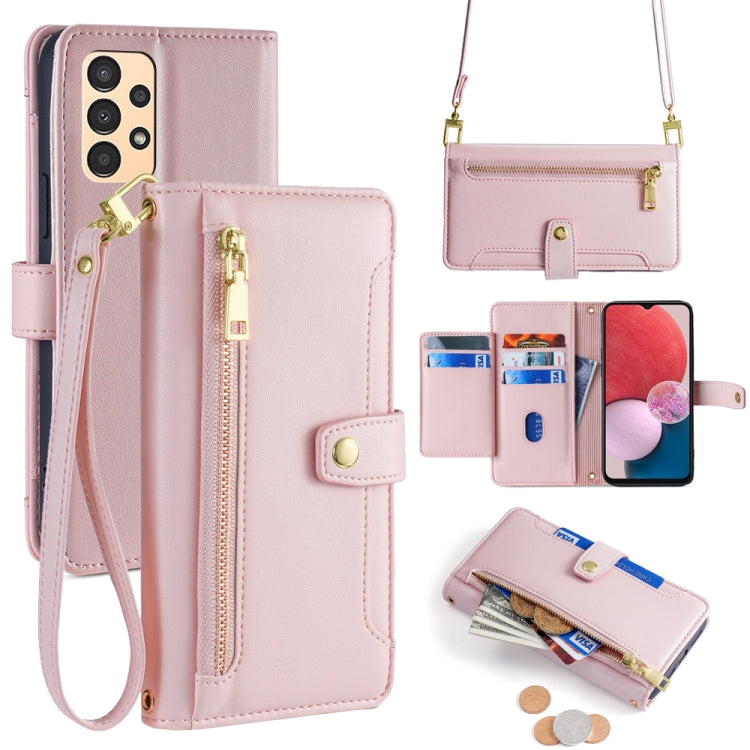 Sheep Texture Cross-body Zipper Wallet Leather Phone Case, For Samsung Galaxy A13 4G, For Samsung Galaxy M52 5G, For Samsung Galaxy S22+ 5G, For Samsung Galaxy S22 5G, For Samsung Galaxy A13 5G, For Samsung Galaxy A52 5G / 4G / A52s 5G                 ...